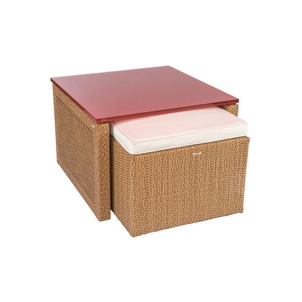 Mesa Lateral Quadrada C/ Puff Encaixado Roma